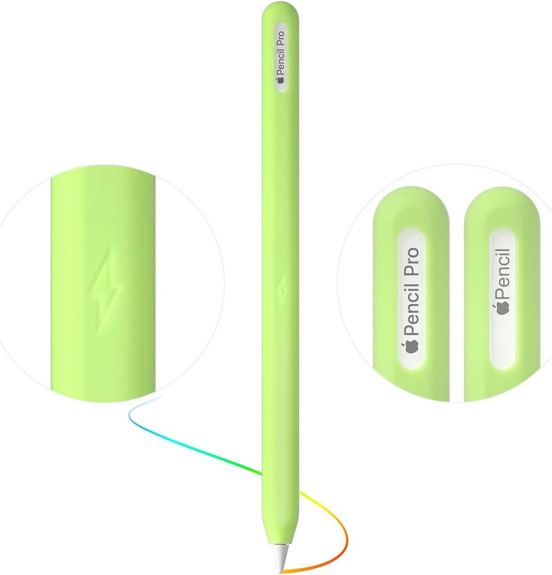 AKSHFETH Ultra-Thin Protective Pencil Cover for Apple Pencil Pro & 2nd Gen, Compatible with Apple Pencil Pro 2024 & 2nd Gen, Silicone Case Sleeve, Glow Green - Image 1